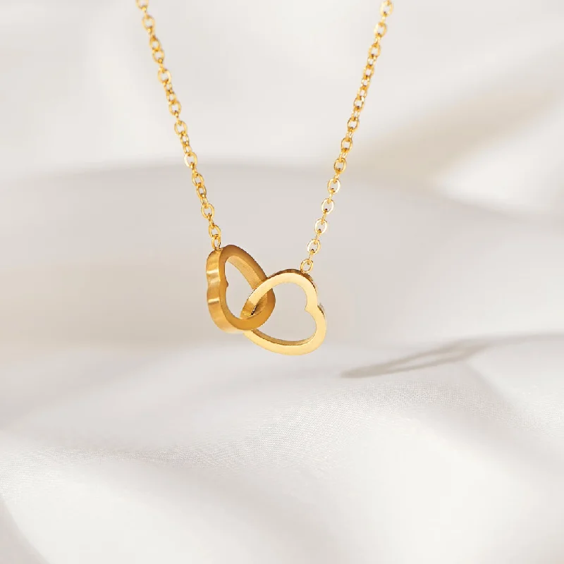 Best necklaces and pendants with minimalist pendants for a sleek, understated look-Mother & Daughter - Linked Hearts Necklace