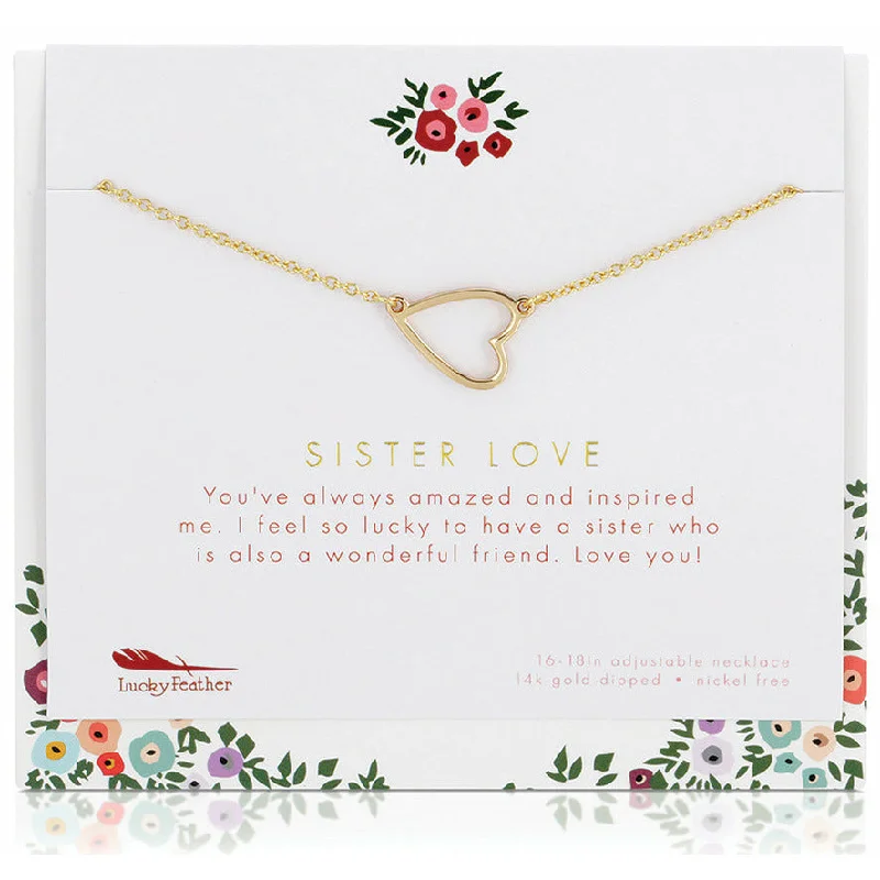 Stunning necklaces and pendants with ruby gemstones for a luxurious red hue-Sister Love - Necklace & Card