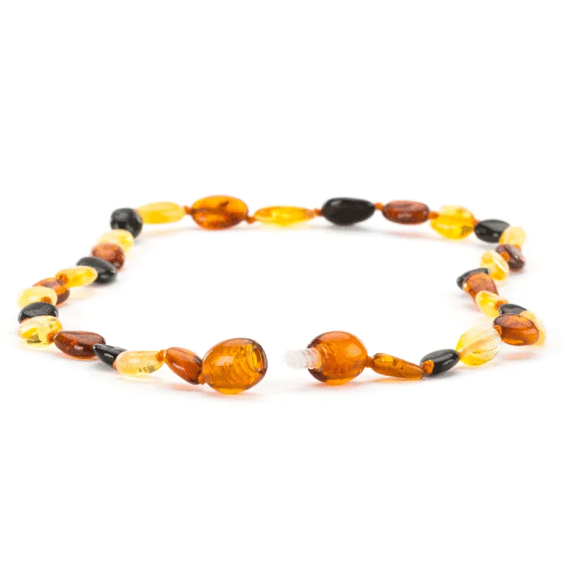 Stunning necklaces and pendants with sapphire gemstones for a luxurious blue hue-Baltic Amber Necklace - Multicolor Beans - Children's