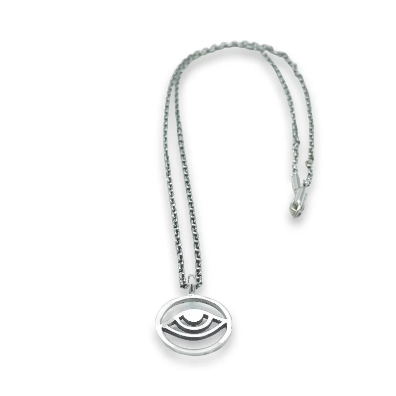 Necklaces and pendants with lock and key designs for a symbolic gesture-Medallion Evil Eye Pendant Necklace