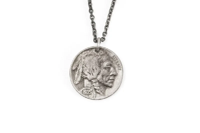 Unique necklaces and pendants with vintage-inspired designs for timeless appeal-#076 - Necklace Vintage Coin - US Indian Head Buffalo Nickel