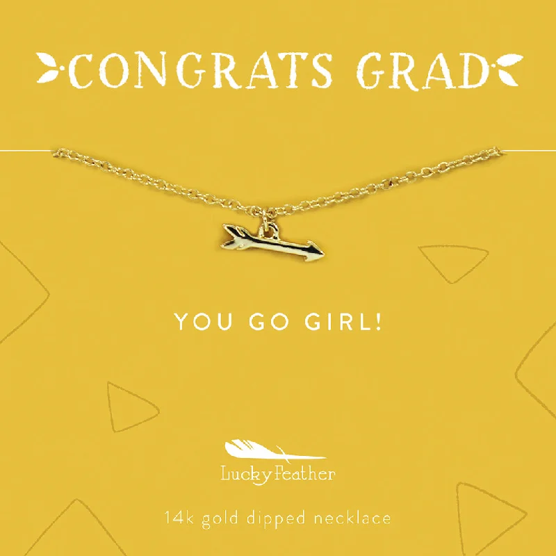 Unique necklaces and pendants with engraved messages for a sentimental gift-You Go Girl - Graduation Necklace