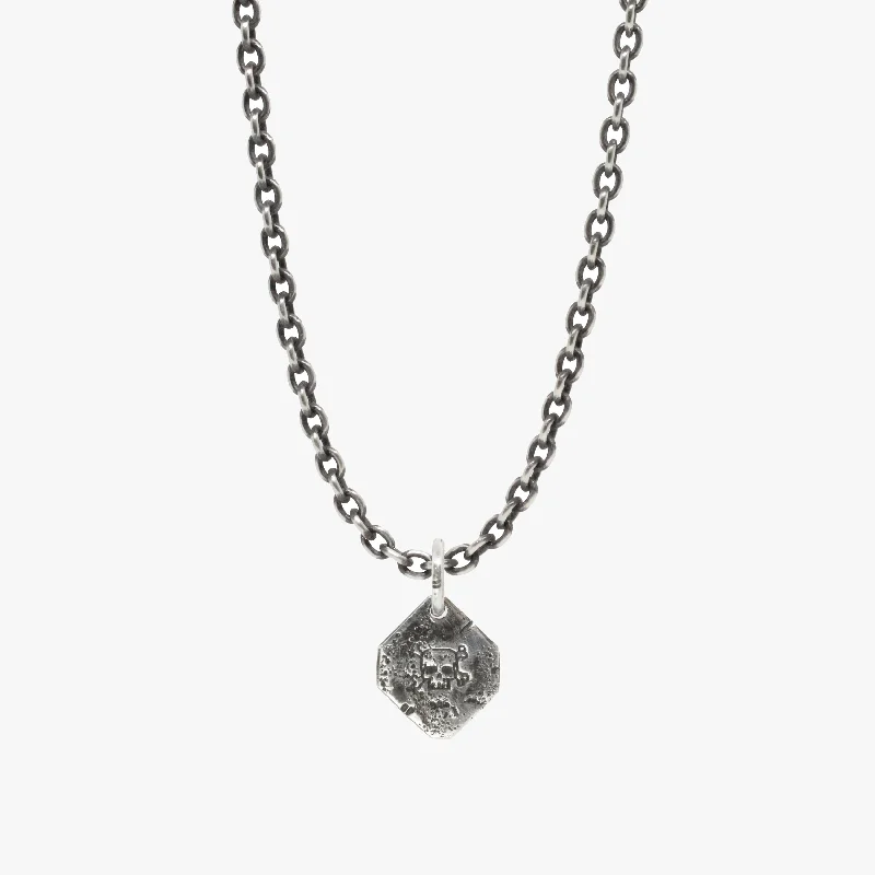 Stunning necklaces and pendants with aquamarine stones for a serene effect-Skull Stamp Medallion Necklace