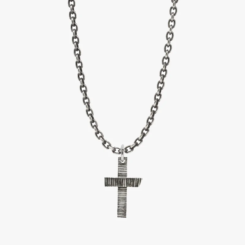 Best necklaces and pendants with cubic zirconia for a budget-friendly dazzling effect-Etched Sterling Cross Necklace