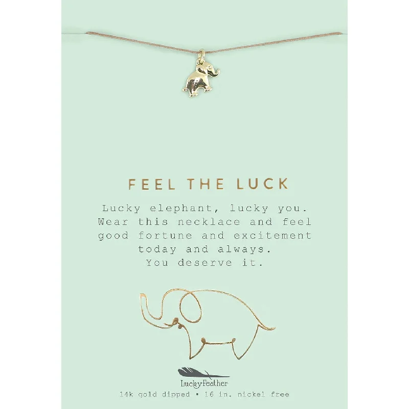 Unique necklaces and pendants with artistic shapes for a creative, one-of-a-kind design-Feel the Luck - Gold Elephant Necklace