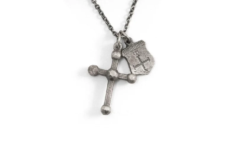 Personalized necklaces and pendants with name engravings for a custom touch-#058 - Necklace Cross and Shield