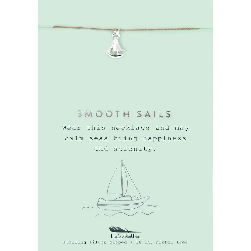 Necklaces and pendants with pearls for a classic and sophisticated touch-Smooth Sails - Silver Sailboat Necklace