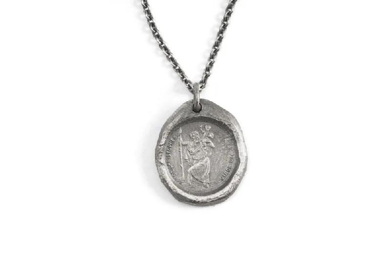 Trendy necklaces and pendants with geometric shapes for a modern aesthetic-#063 - Necklace St. Christopher - seal