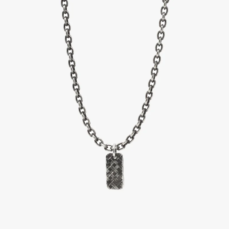 Stunning necklaces and pendants with birthstone pendants for a personal touch-Crosshatch Sterling Tag Necklace