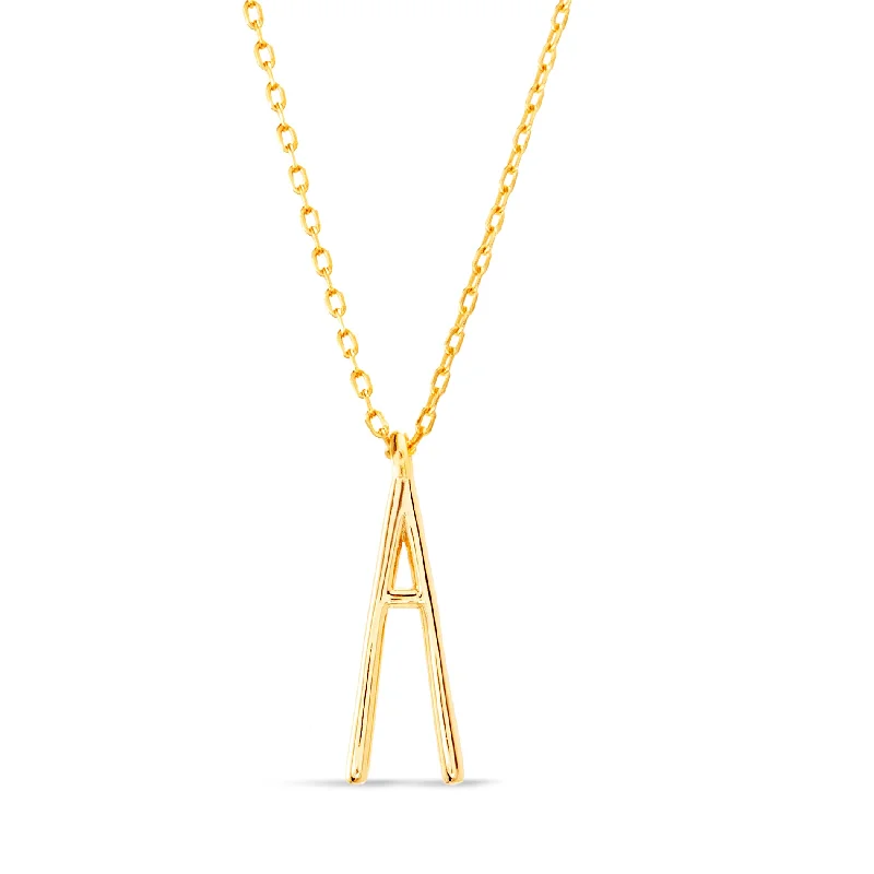 Unique necklaces and pendants with engraved messages for a sentimental gift-Rae Dunn initial charm cable chain necklace in yellow gold plated brass