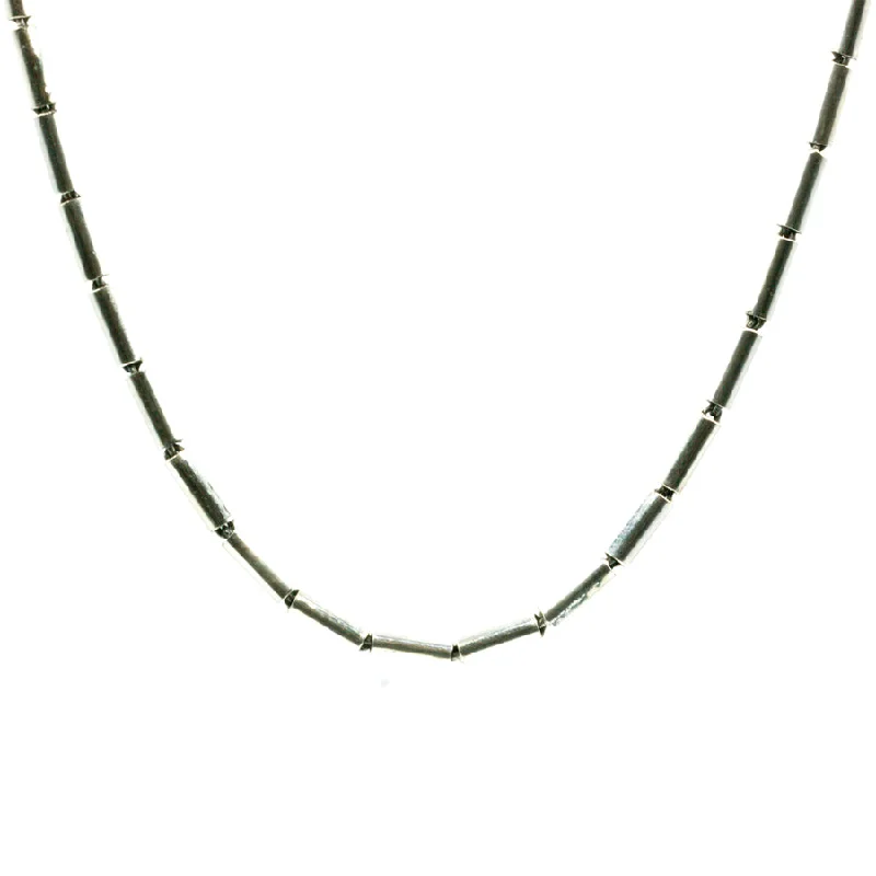 Trendy necklaces and pendants with geometric shapes for a modern aesthetic-Silver Pipe Necklace