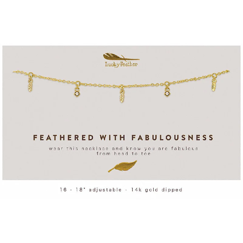 Necklaces and pendants with lock and key designs for a symbolic gesture-Dangle Necklace - Feathers of Fabulousness