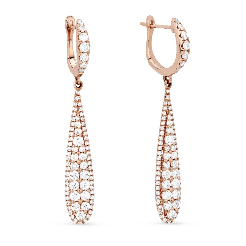 Triangular Drop Earrings for Edge -1.41Ct White Diamond Drop/dangle Earrings In 14K Rose Gold