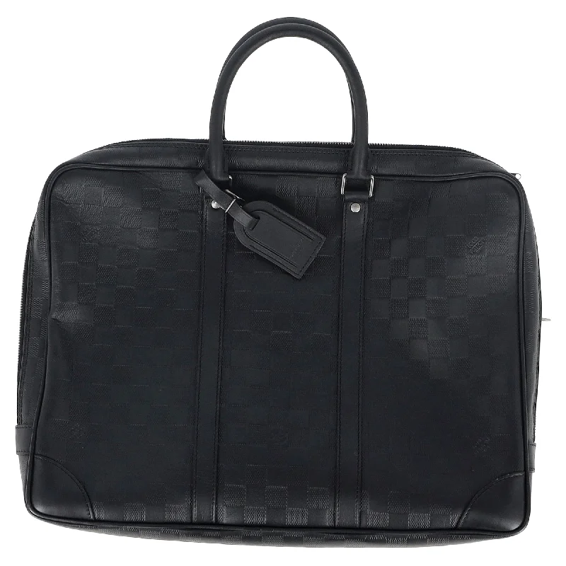 Handle bags with vibrant colors for boldness -Louis Vuitton Porte-Documents Voyage PM Bag in Black Leather