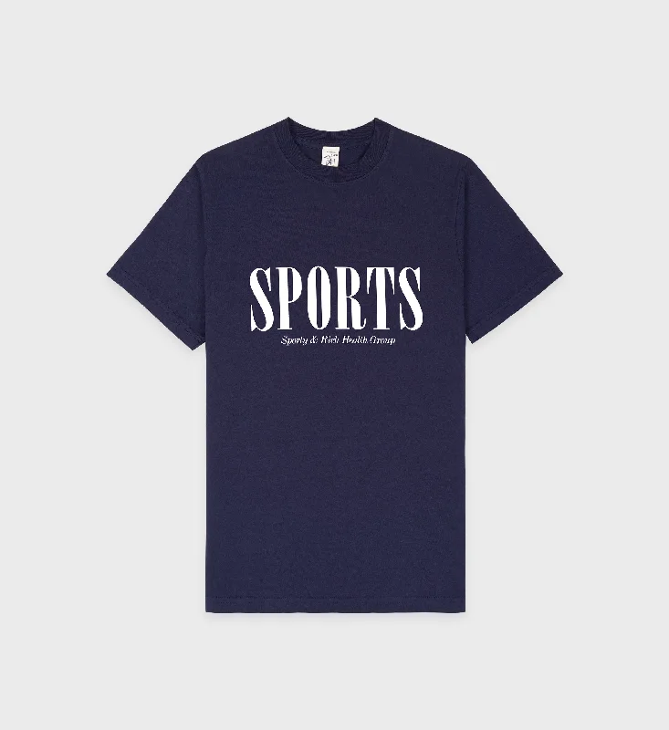 Cocktail Blouses for Event -Sports T-Shirt - Navy/White