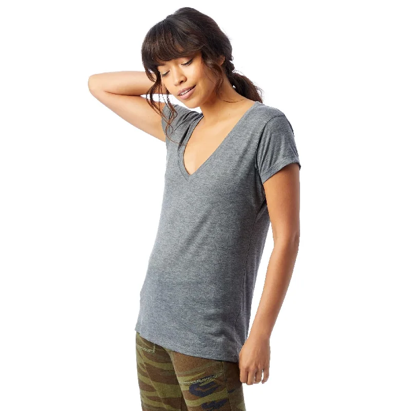 Cotton Shirts for Comfort -Slinky Jersey V-Neck T-Shirt (Ash Heather)