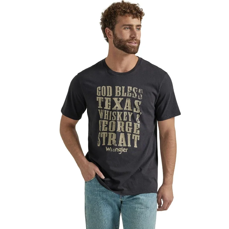 Vintage Blouses for Nostalgia -Wrangler Men's George Strait God Bless T-Shirt in Jet Black