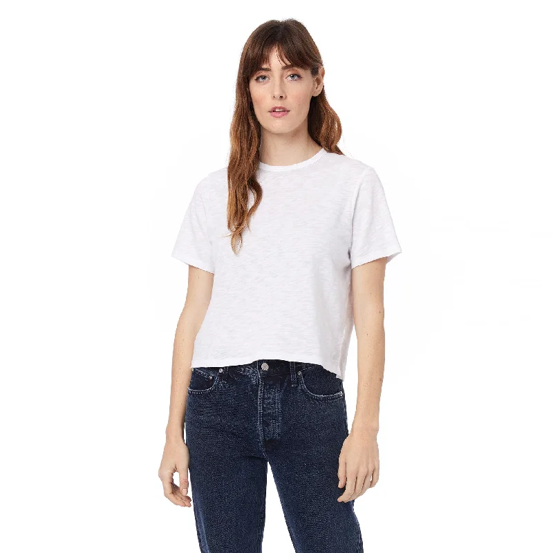 Bohemian Blouses with Tassels -Hayes Organic Slub Cropped T-Shirt (White)