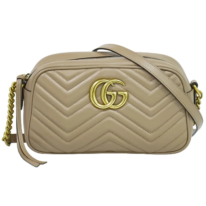 Handle bags with side pockets for organization -Gucci Gg Marmont  Leather Shoulder Bag (Pre-Owned)