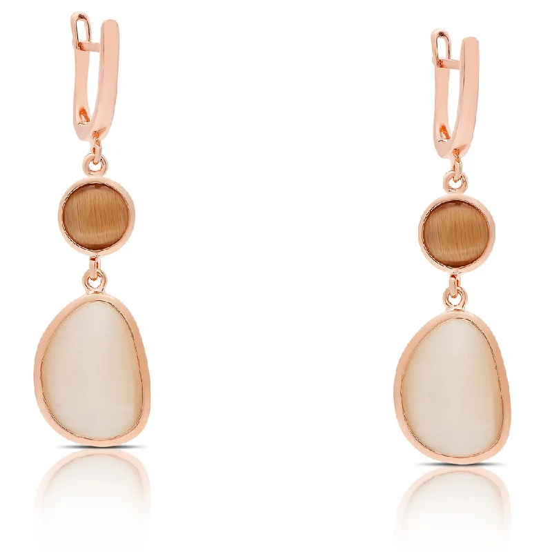 Push Back Drop Earrings for Convenience -Samantha Stone Rose Gold Over Sterling Silver Simulated Cat's Eye Dangle Earrings