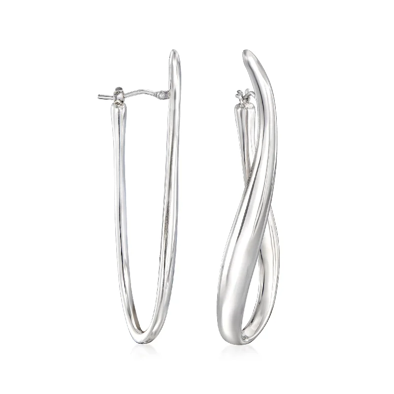 Gothic Drop Earrings with Dark Tone -Ross-Simons Italian Sterling Silver U-Shaped Hoop Earrings