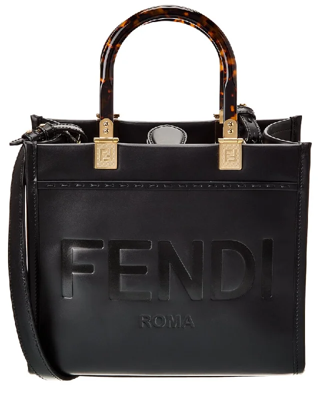 Handle bags with bohemian tassel embellishments -FENDI Sunshine Small Leather Tote