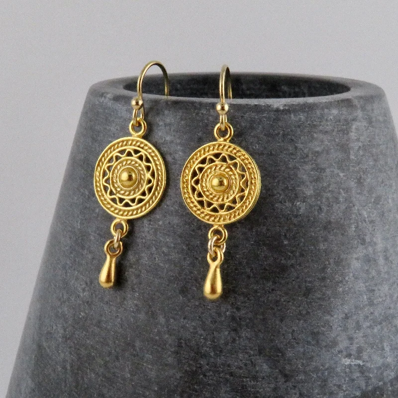 Drop Earrings for Engagement Party -Geo Drop Earrings - Gold