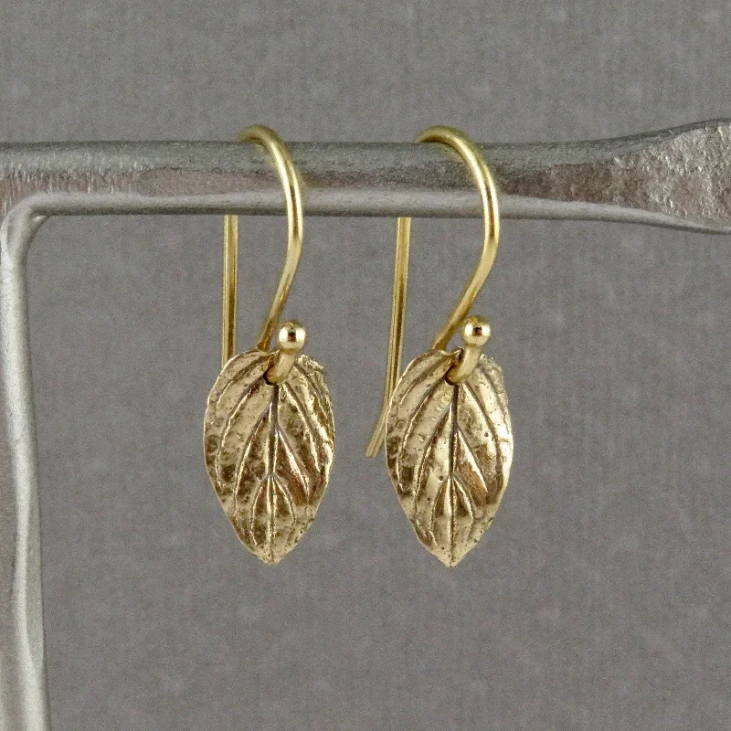 Drop Earrings for School Uniform -Bronze Leaf Earrings