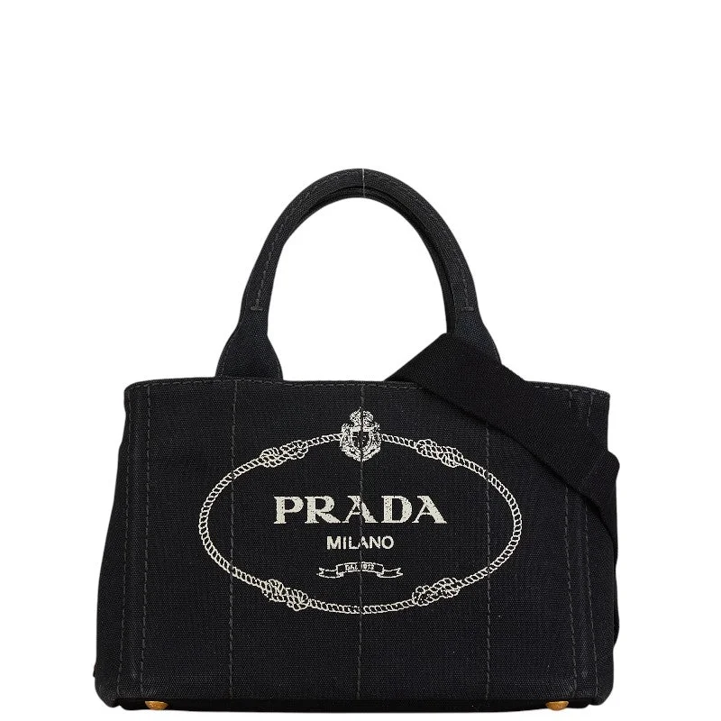 Handle bags with polka dots for fun -Prada Canapa Canvas 2WAY Handbag