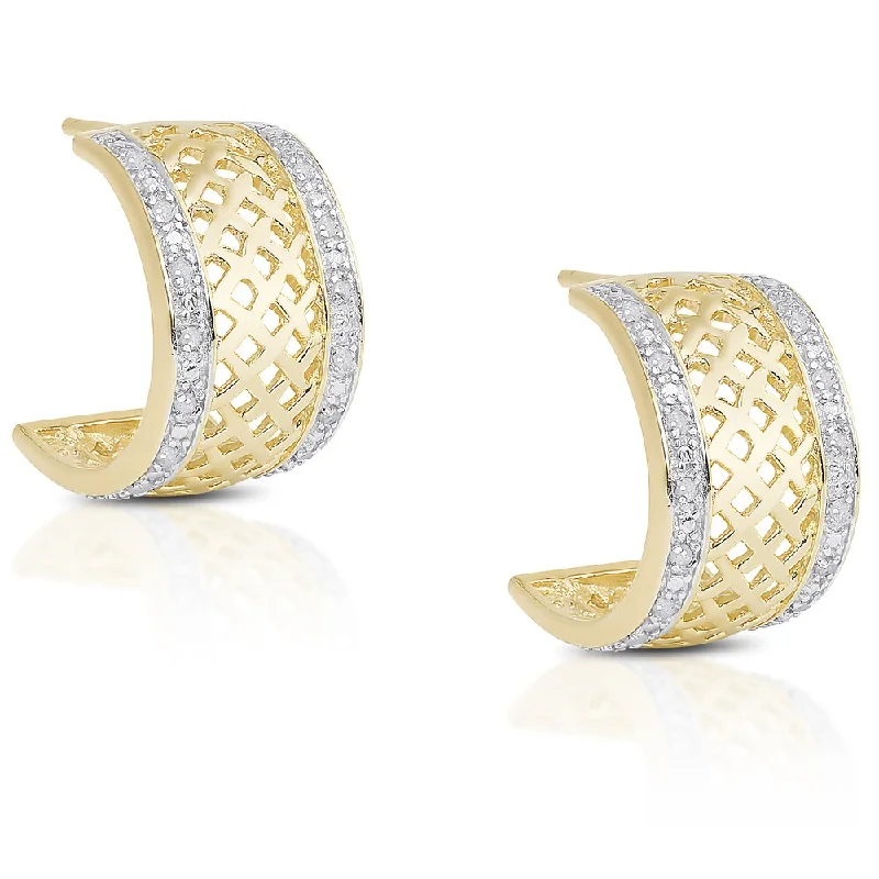 Small Drop Earrings for Delicate -Finesque Gold Over Sterling Silver 1/5ct TDW Diamond Half-Hoop Earrings