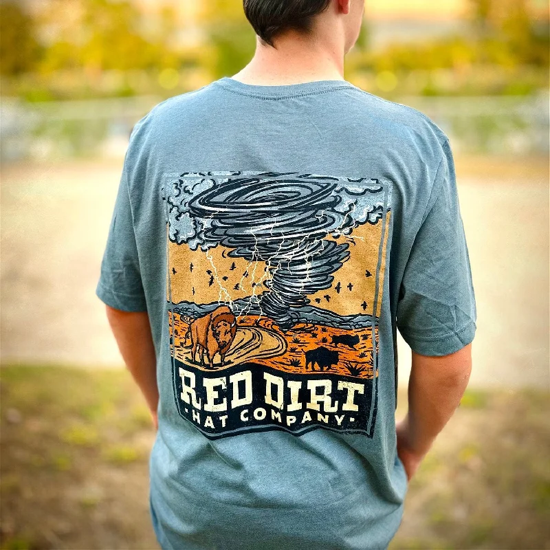 Waterproof Blouses for Rainy -Red Dirt Hat Co. "Pecos" T-Shirt in Heather Slate