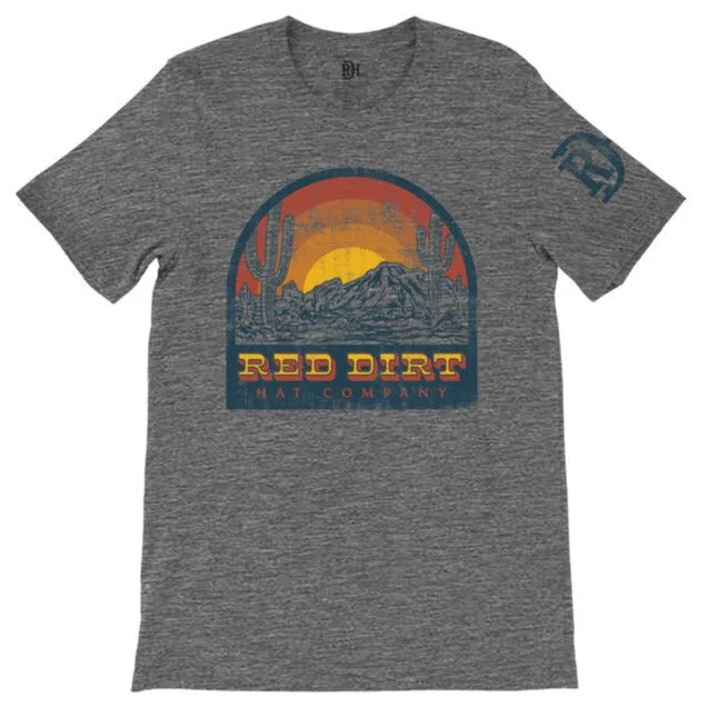 Polyester Shirts for Easy -Red Dirt Hat Co. "Rise n Shine" T-Shirt in Heather Grey