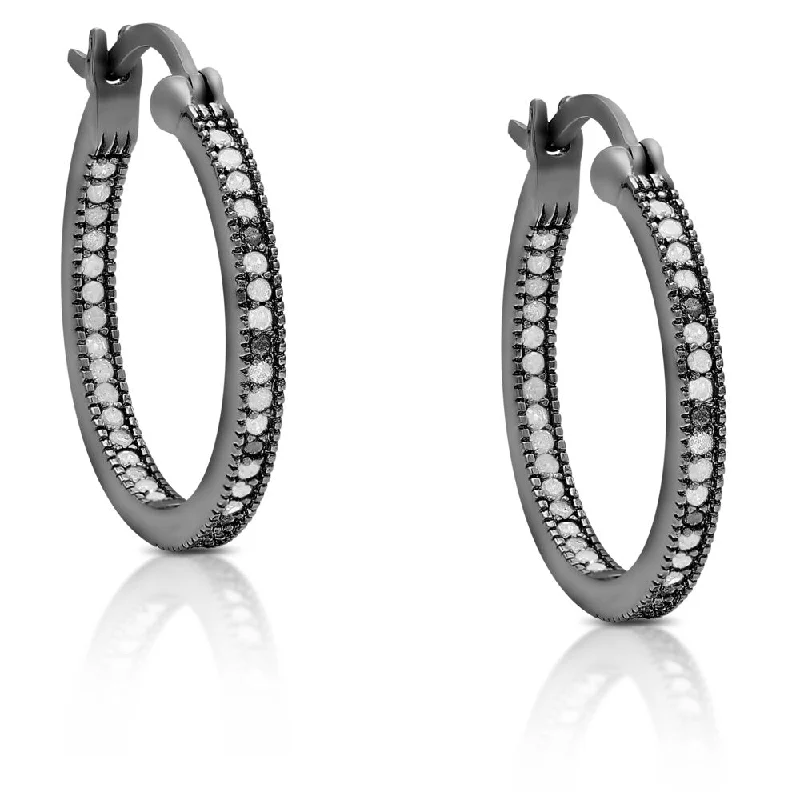 Drop Earrings for Evening Gown -Finesque Sterling Silver 1/3 ct TDW Diamond Hoop Earrings