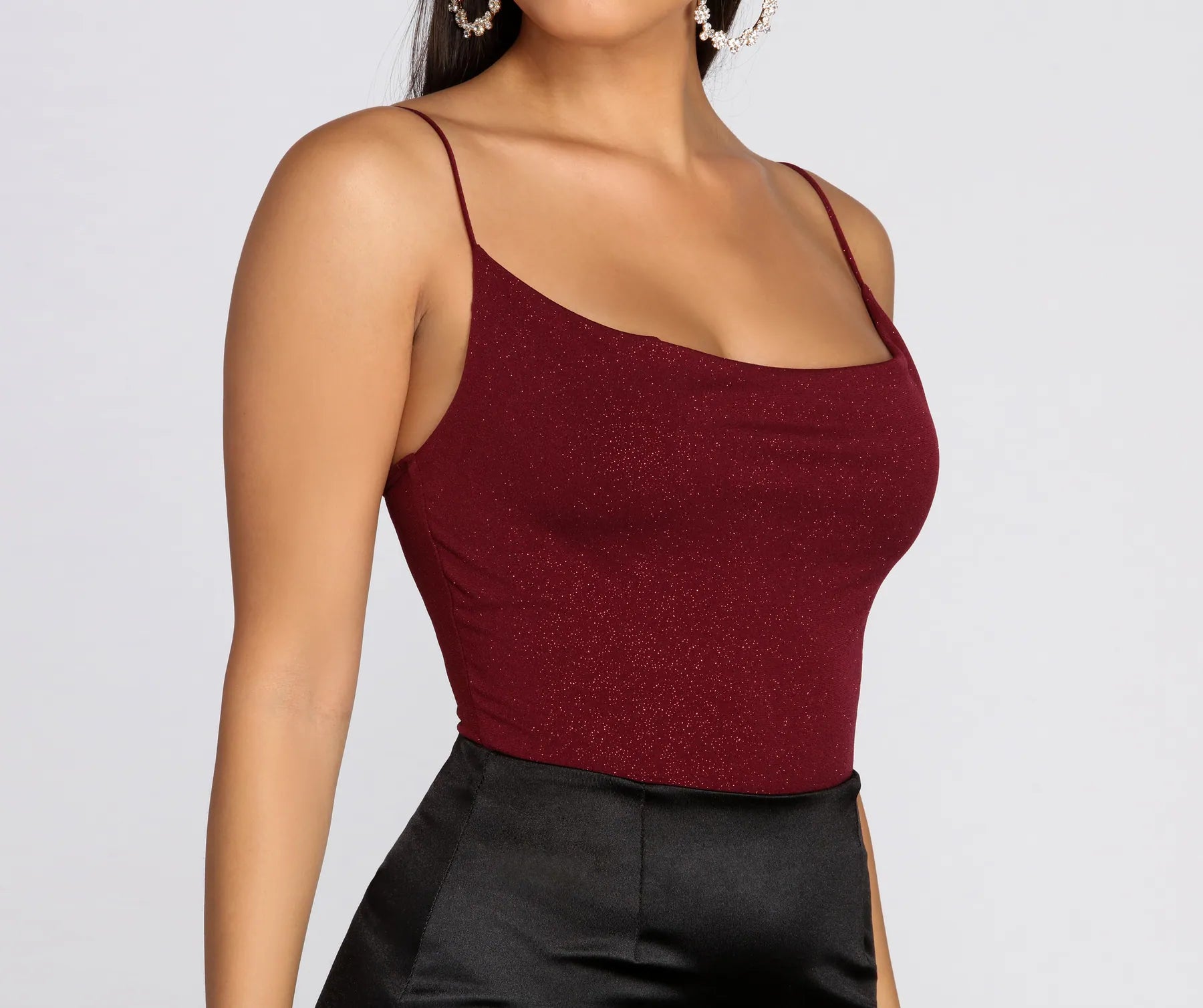 Relaxed tight top for women with easy wear and casual vibe-Glitz And Glimmer Cowl Neck Bodysuit