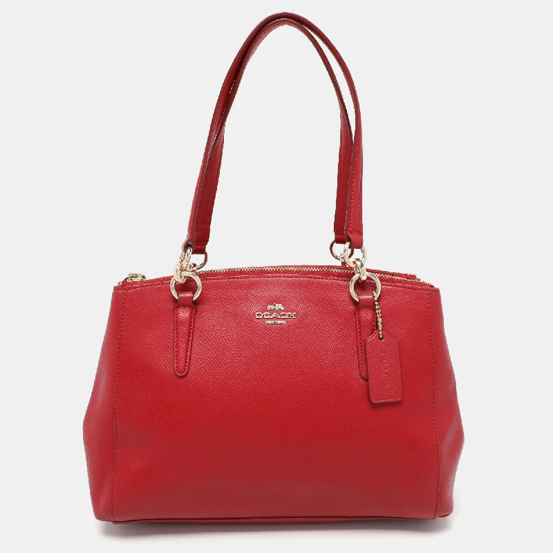 Handle bags with laptop sleeves for work -Coach Red Leather Christie Top Zip Satchel