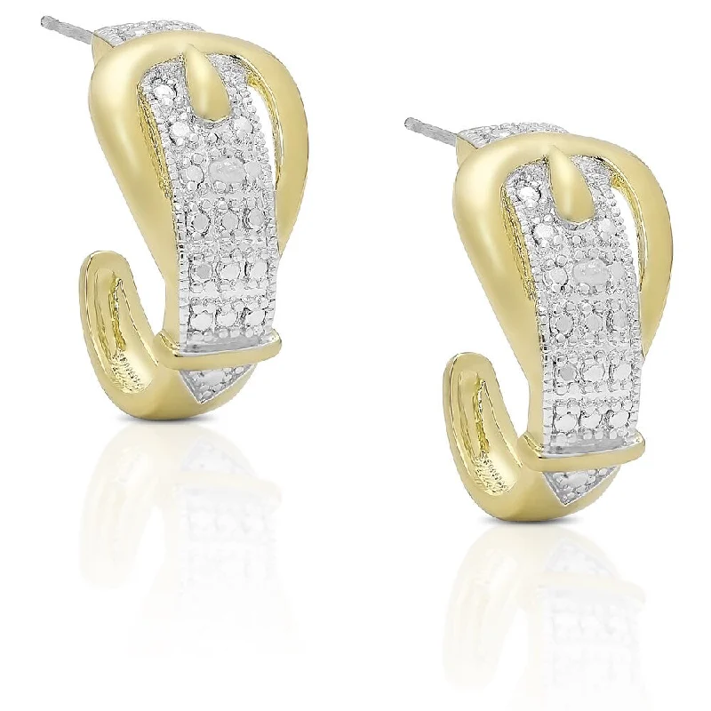 Studded Drop Earrings with Gemstones -Finesque Gold Overlay Diamond Accent Buckle Half Hoop Earrings