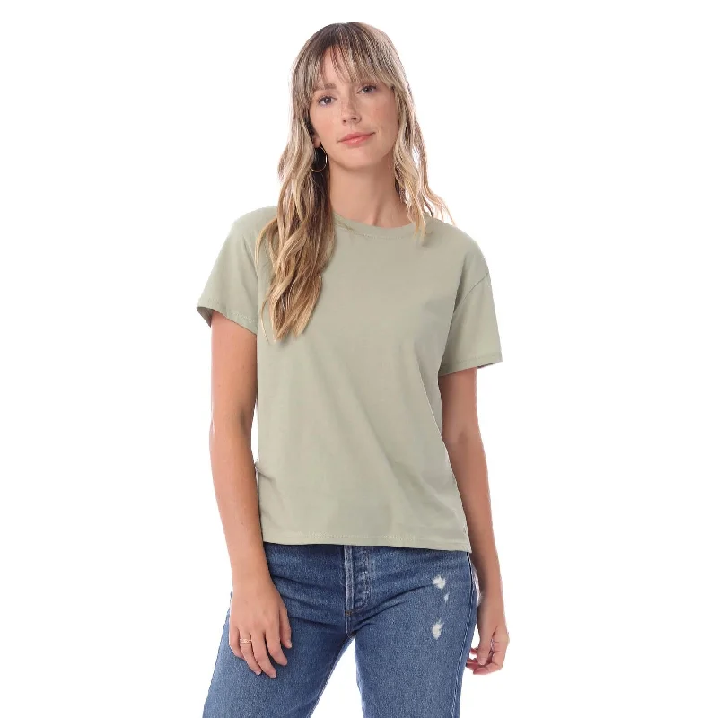 Waterproof Blouses for Rainy -Organic Modern Crew T-Shirt (Sage)