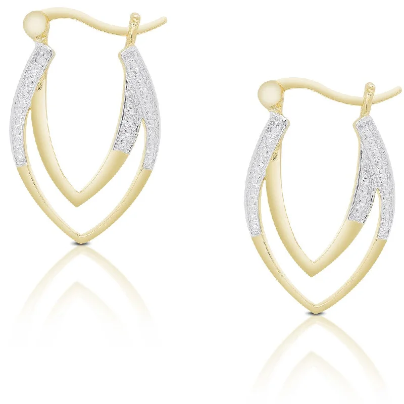 Triangular Drop Earrings for Edge -Finesque Gold Over Sterling Silver Diamond Accent Two Tier Hoop Earrings