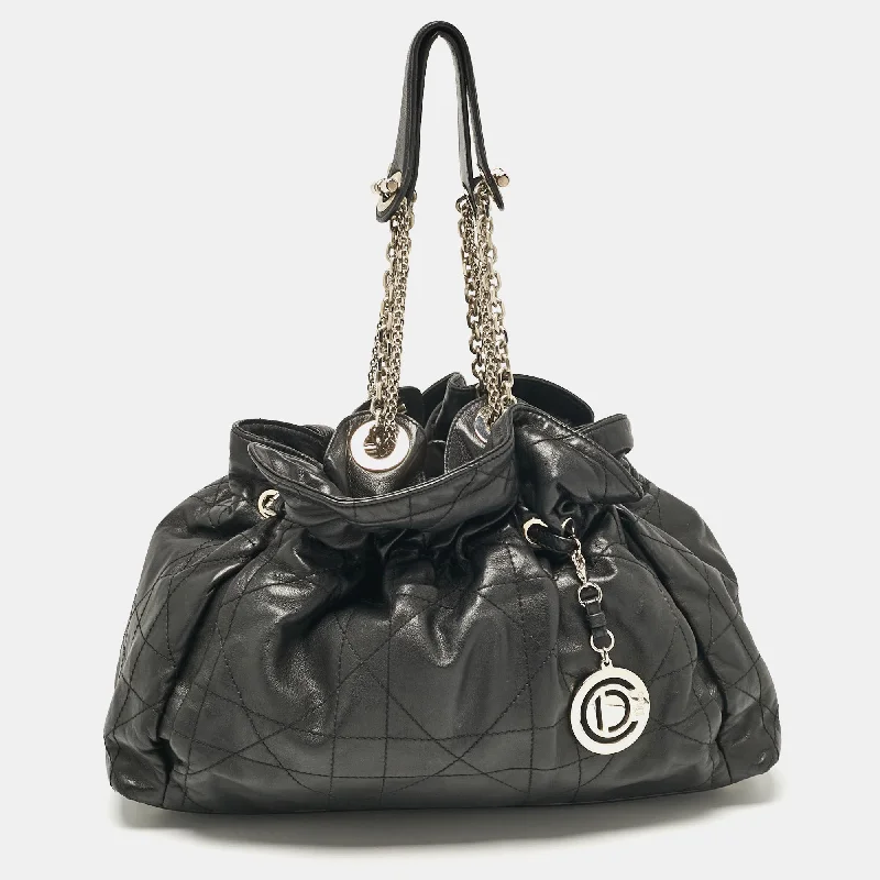 Handle bags with soft leather for luxury -Dior Black Cannage Leather Le Trente Hobo