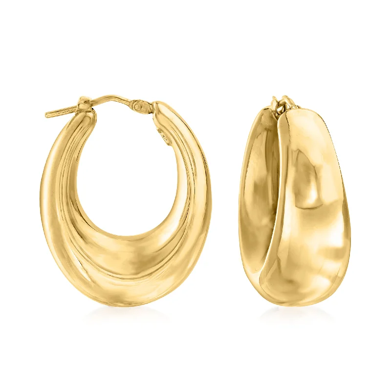 Studded Drop Earrings with Gemstones -Ross-Simons Italian 18kt Gold Over Sterling Graduated Hoop Earrings