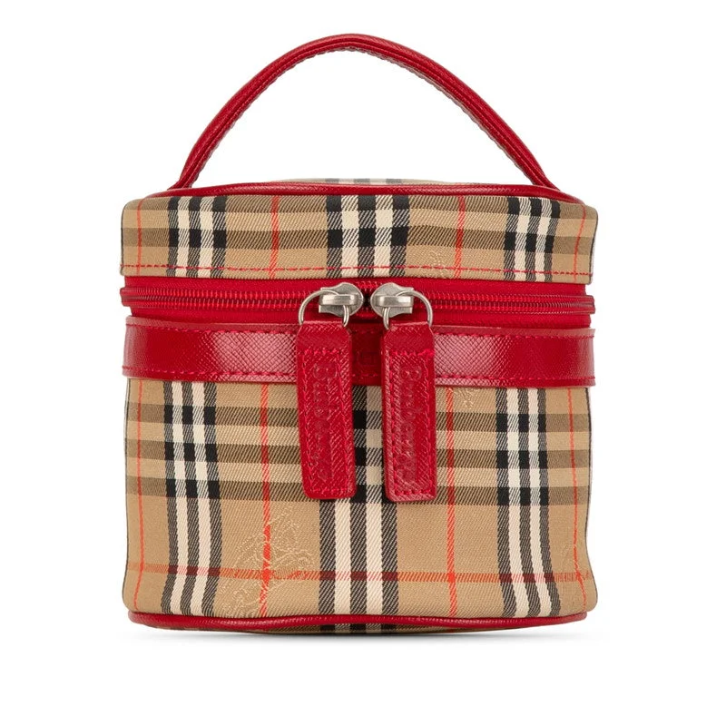 Foldable handle bags for easy storage convenience -Burberry Nova Check Canvas Leather Vanity Bag