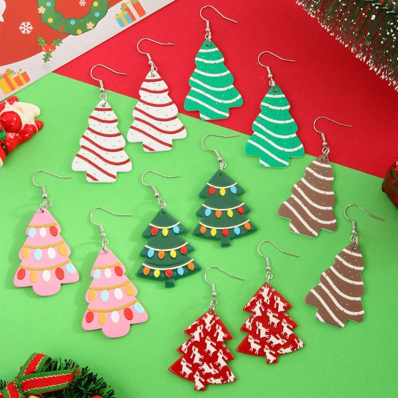 Studded Drop Earrings with Gemstones -Wholesale Christmas Tree Fashion Printed Lantern Balloon Cookies Elk Acrylic Earrings Earrings Earrings