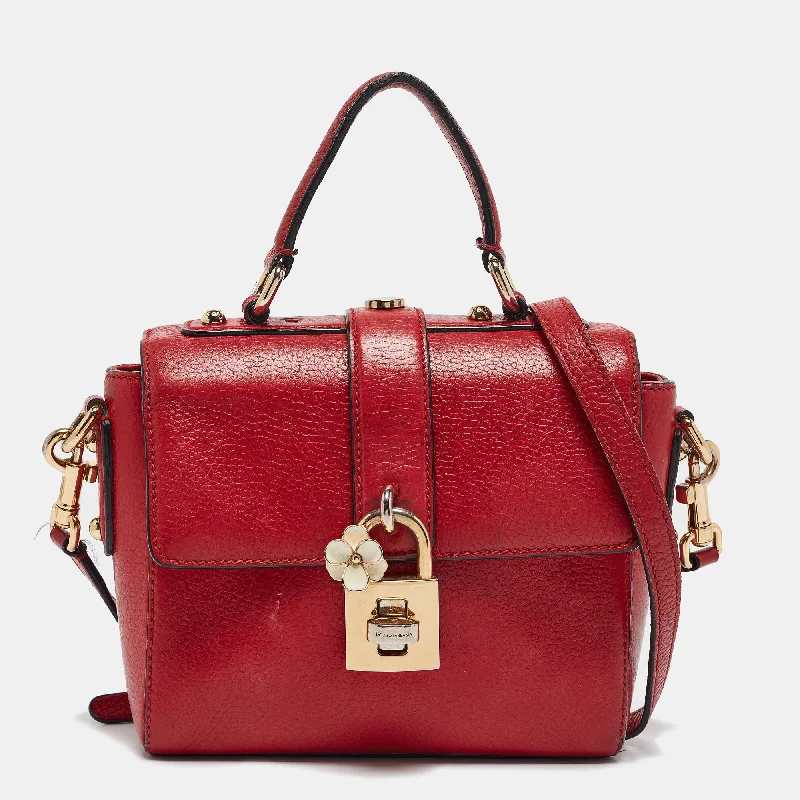 Leather handle bags for elegant daily carry -Dolce & Gabbana Red Leather Soft Dolce Top Handle Bag