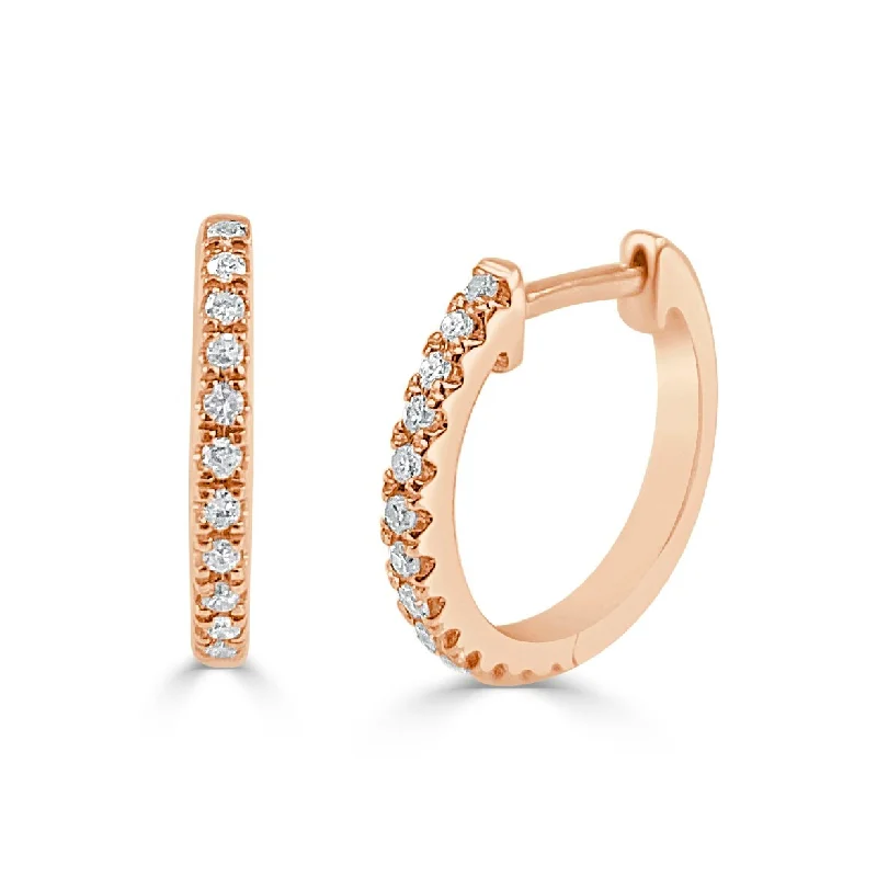 Drop Earrings for Party Look -Joelle Collection Diamond Huggie Earrings 14K Rose Gold 1/10ct