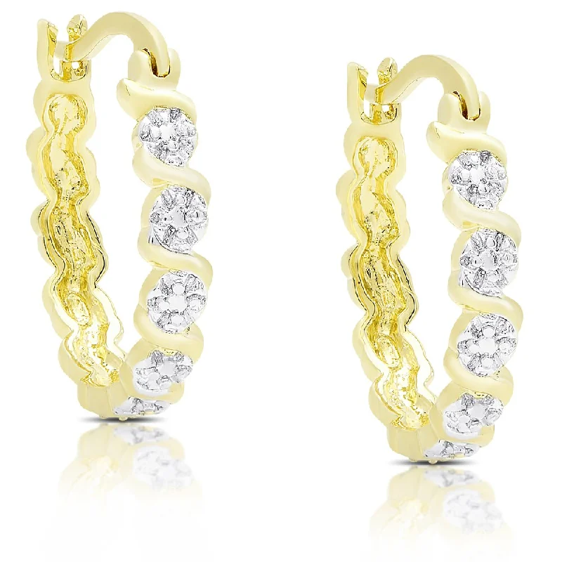 Drop Earrings for Fitness Activities -Finesque Gold Overlay Diamond Accent Hoop Earrings