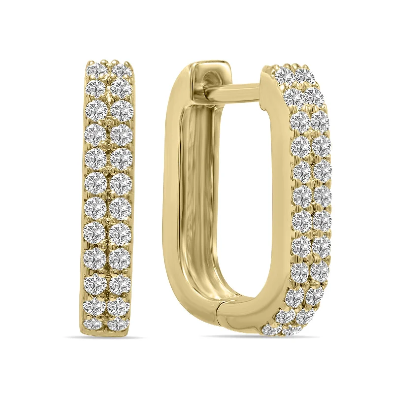 Drop Earrings for Bridesmaids Look -1/4 Ctw Oval Lab Grown Diamond Huggies Hoop Earrings In 10K Yellow Gold