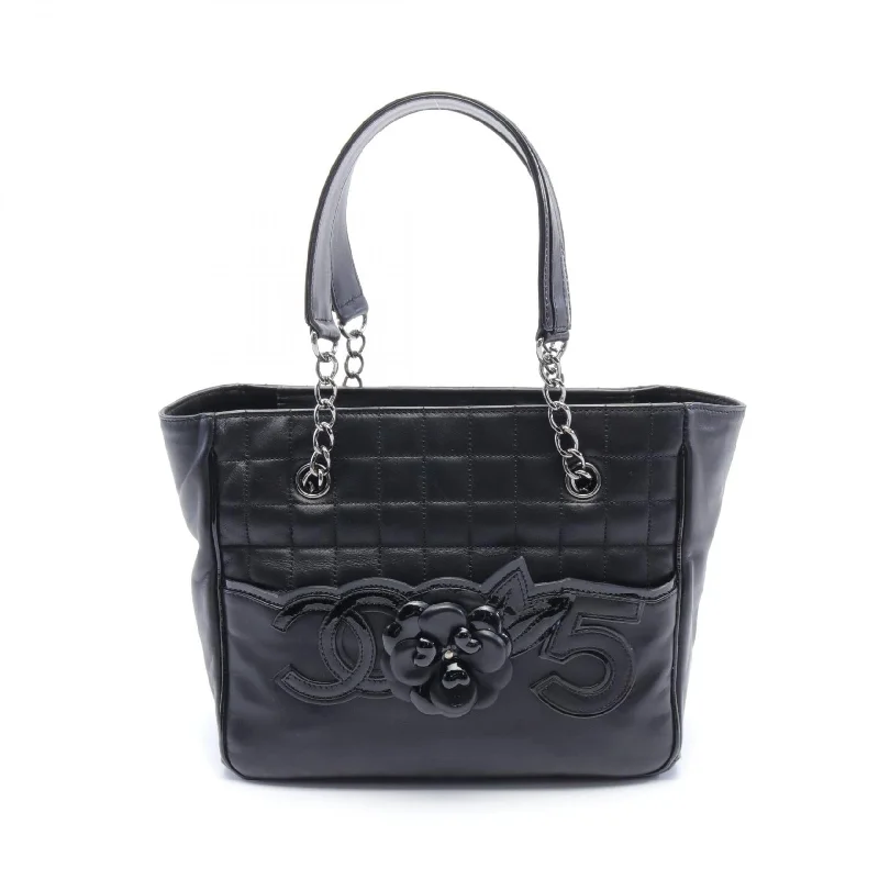 Handle bags with colorful handles for flair -Chanel Chocolate Bar Camellia No.5 Tote Bag