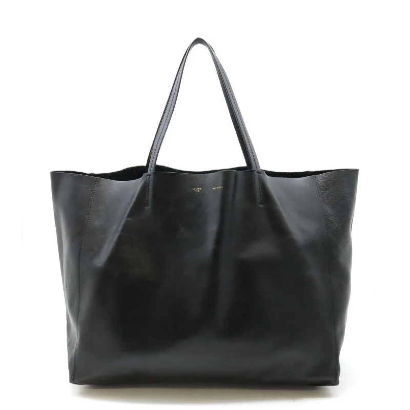 Handle bags with bold checks for trend -Celine Horizontal Cabas Tote Bag Black Leather