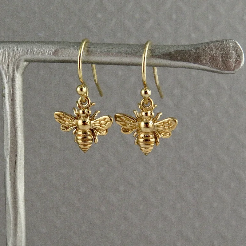 African Drop Earrings with Culture -Small Gold Bee Earrings