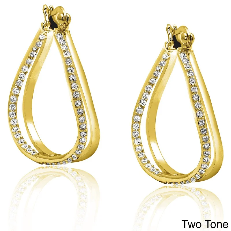 Tarnish Resistant Drop Earrings for Longevity -Dolce Giavonna Sterling Silver Cubic Zirconia Hoop Earrings